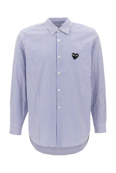 Comme Des Garçons Play Striped Shirt With Black Heart Patch In Multi