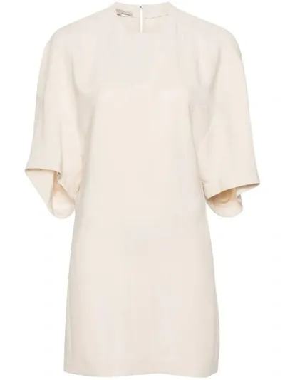 Stella Mccartney Cape Draped Minidress In Neutrals