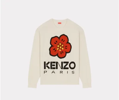 Kenzo Boke Flower Man Wool Jumper White In Nude