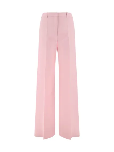 Valentino Crepe Couture High Waist Trousers In Pink