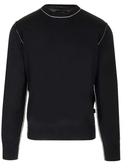 Mm6 Maison Margiela Gauge 12 Lightweight Crewneck Jumper In Black