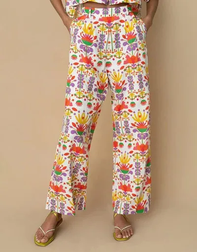 Borgo De Nor Melia Floral-print Cotton-blend Wide-leg Trousers In Multicolor