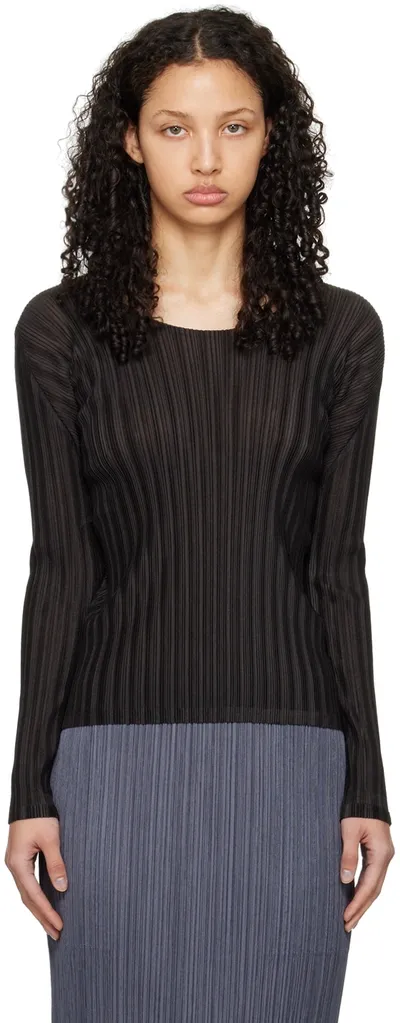 Issey Miyake Black Rib Pleats January Long Sleeve T-shirt