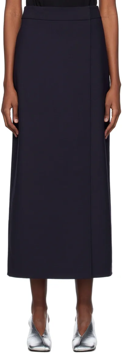 Shang Xia Navy Wrap Maxi Skirt In Eggplant