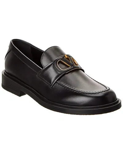 Valentino Garavani Vlogo Leather Loafer In Black