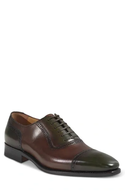 Paul Stuart Men's Geneva Two Tone Leather Lace Up Cap Toe In Mahogany