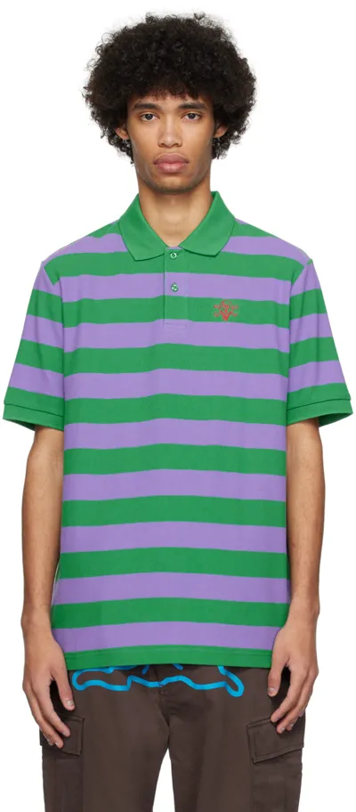 Icecream Green & Purple Striped Polo In Green/purple Stripe