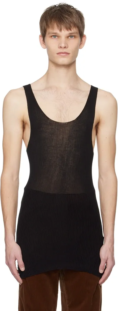 Rier Black Seamless Tank Top In Black Silk