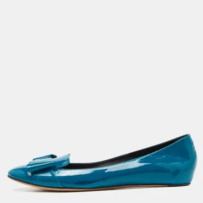 Pre-owned Casadei Green Patent Leather Ballet Flats Size 37