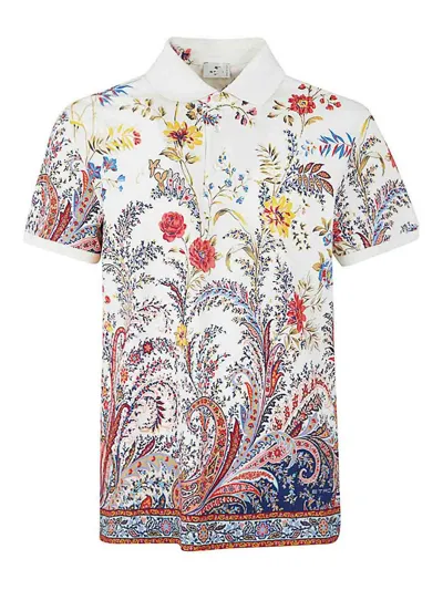 Etro Floral Paisley-print Cotton Polo Shirt In Multicolour