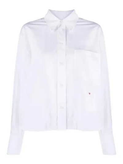 Victoria Beckham Logo-embroidered Poplin Shirt In White