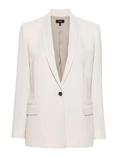 Theory Single-breasted Shawl-lapels Blazer In White