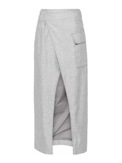 Remain Birger Christensen Gray Wrap Maxi Skirt In Grey