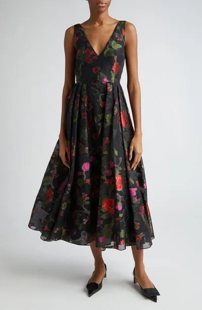 Erdem Fil-coupé Organza Midi Dress In Multicoloured