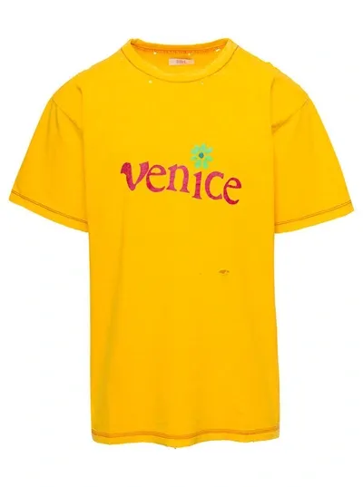 Erl Unisex Venice T-shirt Knit In Yellow