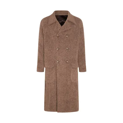 Dolce & Gabbana Brown Wool Coat In Beige