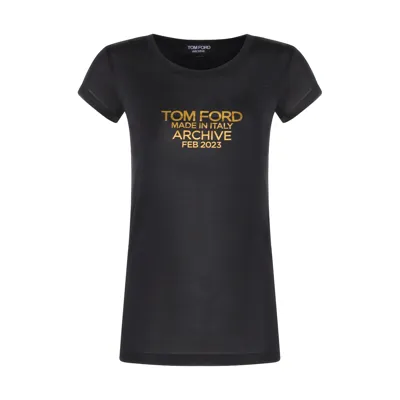 Tom Ford Logo Fitted T-shirt In Black