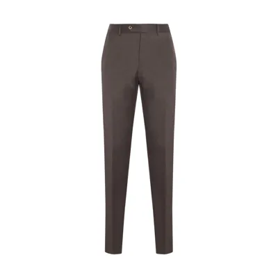 Pt Torino Brown Virgin Wool Blend Stretch Jogger Pants