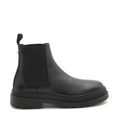 Versace Kids' Black Leather Ankle Boots