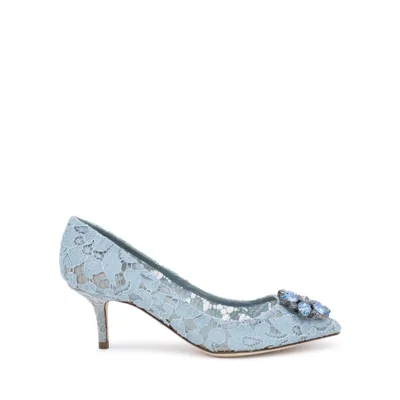 Dolce & Gabbana Bellucci Taormina Lace Pumps In Blue