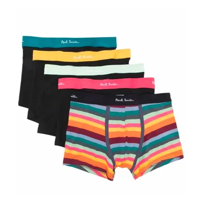 Paul Smith Multicolour Cotton Five Briefs Pack In Black