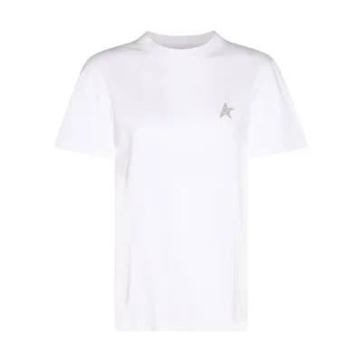 Golden Goose White And Silver Cotton Logo T-shirt