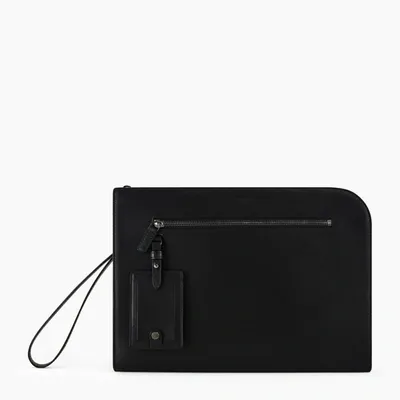 Le Tanneur Pochette 13" Emile En Cuir Liégé In Black