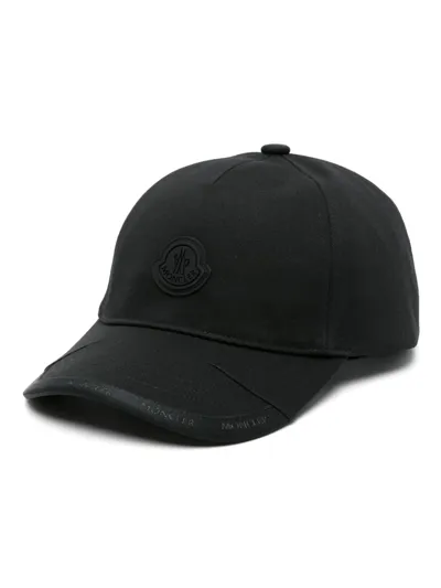 Moncler Logo-patch Cotton Cap In Black