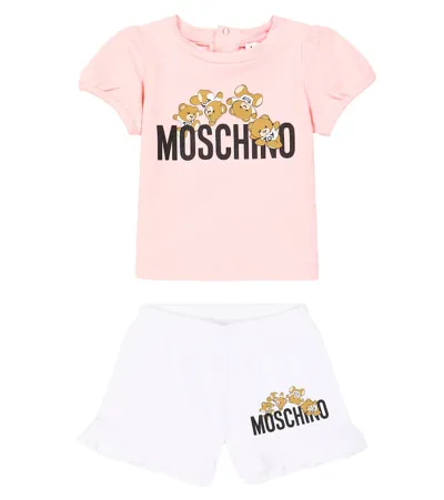 Moschino Kids' Baby Cotton-blend T-shirt And Shorts Set In Pink