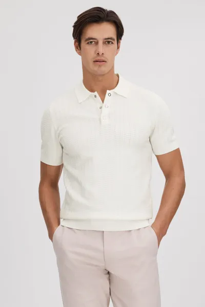 Reiss Pascoe Regular Fit Half Snap Polo Shirt In White