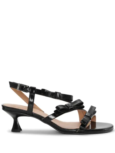 Ganni Black Multi Bow Mid Heeled Sandals