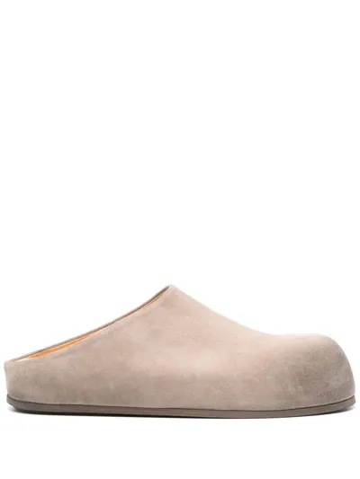 Marsèll Grande Mule Suede Slippers In Grey