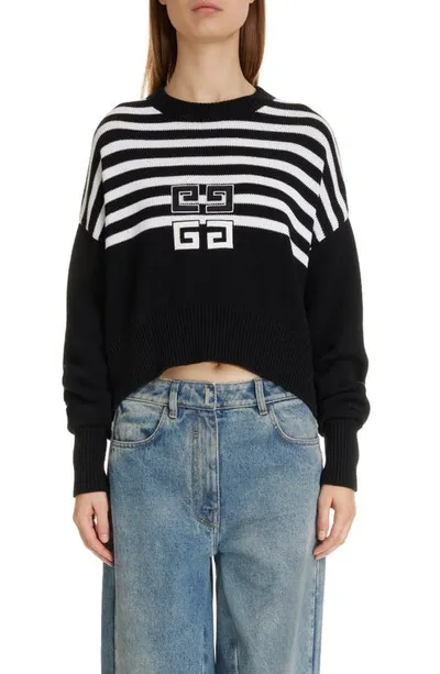 Givenchy Cropped Wool Sweater With Logo Embroidery In Black