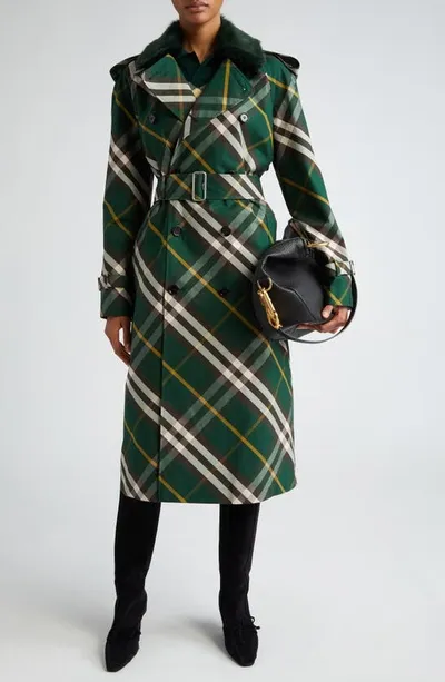 Burberry Check-pattern Cotton Trench Coat In Ivy Check