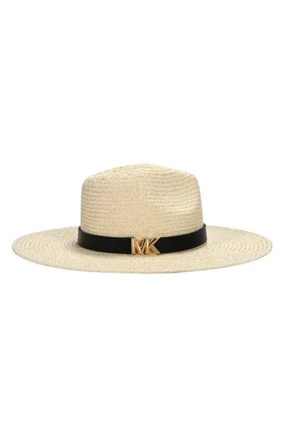 Michael Kors Karlie Straw Fedora In Natural,black,gold