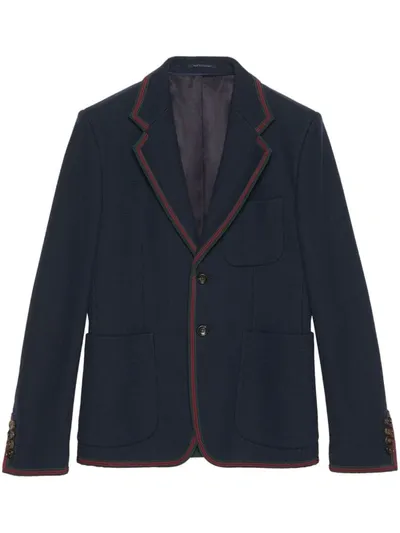 Gucci Web-stripe Cotton Blazer In Caspian