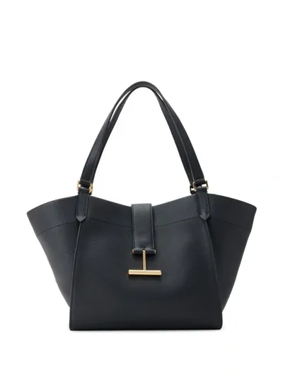 Tom Ford Large Tara Leather Tote Bag In Black