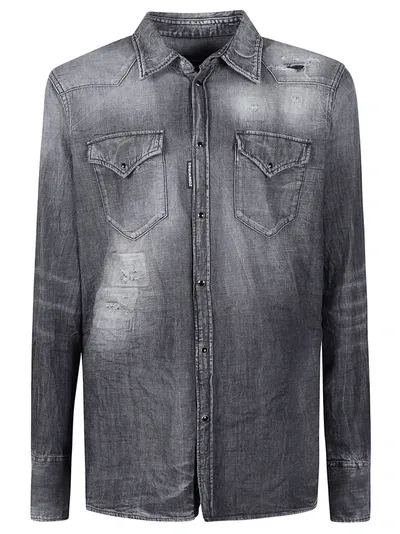 Dsquared2 Classic Western Shirt In Gray