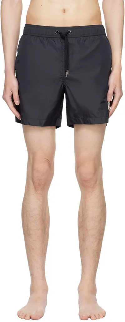 Moncler Navy Patch Swim Shorts In 743