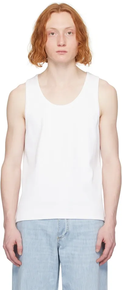 Bottega Veneta Ribbed-knit Cotton-blend Tank Top In Chalk