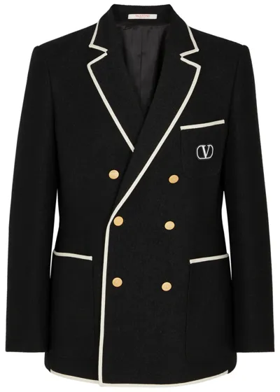 Valentino Vlogo Signature Double-breasted Blazer In Nero