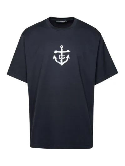 Dolce & Gabbana Marina-print Cotton T-shirt In Blue