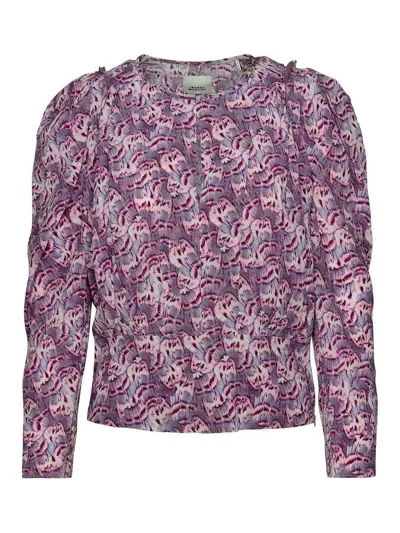 Isabel Marant Zarga Blouse In Mauve Silk Blend In Purple