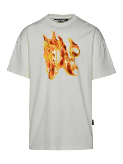 Palm Angels T-shirt Burning Monogram In White