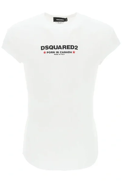 Dsquared2 Choke Fit Ribbed T Shirt In White