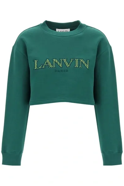 Lanvin Curb Embroidered Cropped Sweatshirt In Multicolor