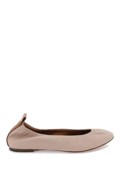 Lanvin Dark Beige Leather Ballerina Flats In Multicolor