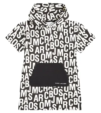 Marc Jacobs Kids' Logo Hooded Jersey Sweater Dress In Black