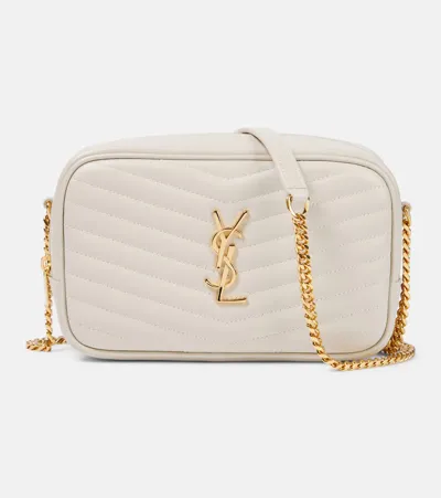 Saint Laurent Mini Lou Leather Shoulder Bag In White