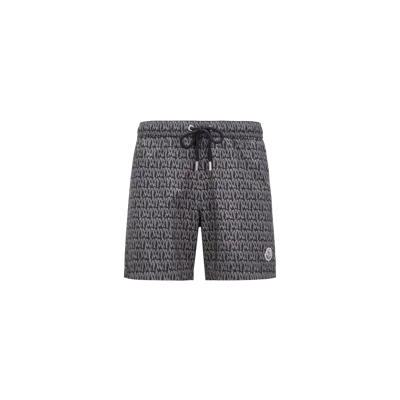 Moncler Collection Short De Bain À Imprimé Monogramme In Gray